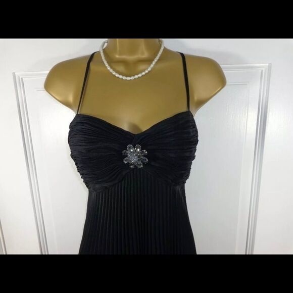 M&S Autograph Black Pleated Party Cocktail Dress Sz M - Picture 5 of 16